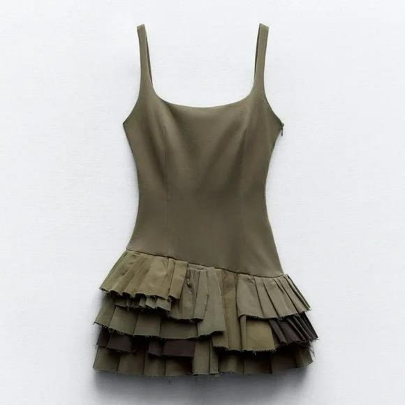 ZARA MIXED BOX PLEAT SHORT JUMPSUIT DRESS - Picture 3 of 9